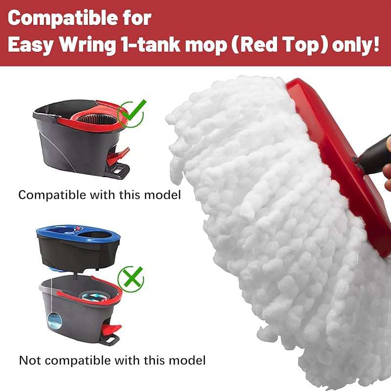 4 Pack Mop Replacement Heads Compatible with Ocedar Mops Replace Head EasyWring Spin Mop Heads Replacements - Includes 1 Rotating Mops Base, Microfiber Mop Refills, Easy Cleaning - Image 2