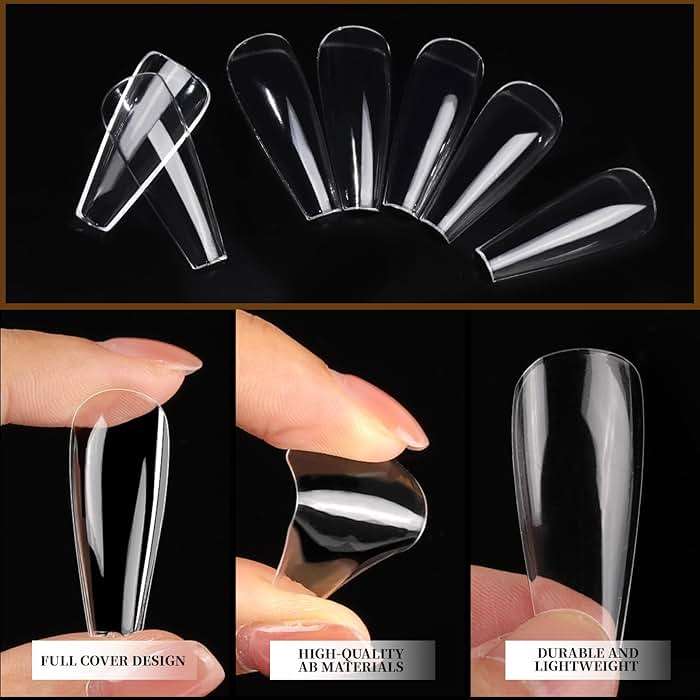 Teenitor 600 Pcs Clear Coffin Nail Tips, Acrylic Nail Kit, Clear Press On Nails, Long Fake Nails Coffin Nail Tips Full Cover, Acrylic Nail Clipper Nail Stand for Nail Extensions - Image 9