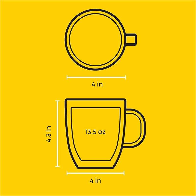 JoyJolt Savor Double Wall Insulated Glasses - Coffee Mugs (Set of 2) - 13.5-Ounces - Image 3
