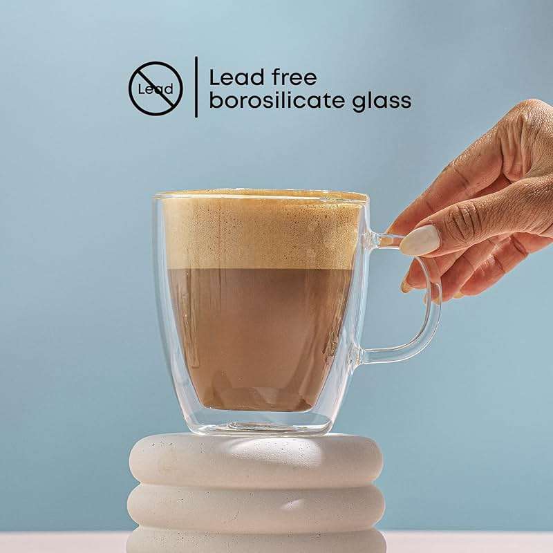 JoyJolt Savor Double Wall Insulated Glasses - Coffee Mugs (Set of 2) - 13.5-Ounces - Image 5