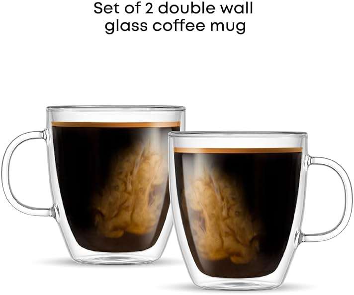JoyJolt Savor Double Wall Insulated Glasses - Coffee Mugs (Set of 2) - 13.5-Ounces - Image 9