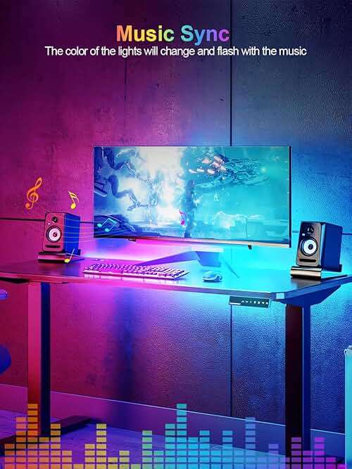 KANTUTOE Monitor Down Light Bar, RGB Screen Desk Light PC, Dimmable LED Dynamic Rainbow Effect, Adjustable Brightness, Speed and Music, Remote Control Color Change, for Game Room - Image 4