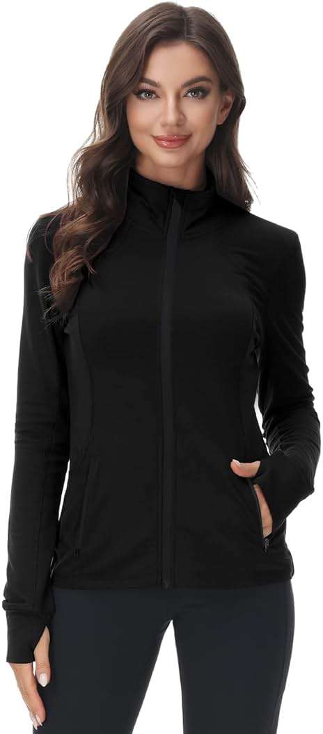 COZZIPLUS Womens Full Zip Athletic Jacket Lightweight Athleisure Jacket | Soft & Breathable Material, 4-Way Stretch, Big Pockets, Thumbholes, Zip Garage, Lightweight, Stand Collar - Image 1