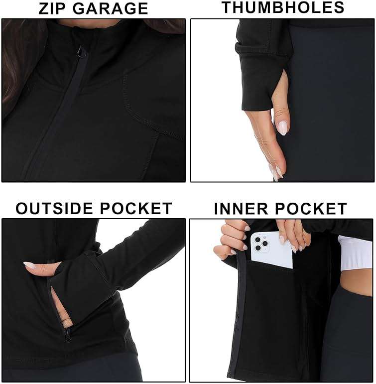 COZZIPLUS Womens Full Zip Athletic Jacket Lightweight Athleisure Jacket | Soft & Breathable Material, 4-Way Stretch, Big Pockets, Thumbholes, Zip Garage, Lightweight, Stand Collar - Image 4