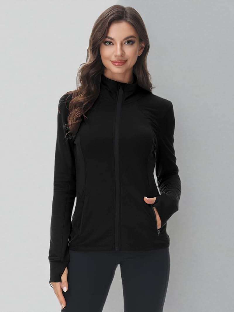 COZZIPLUS Womens Full Zip Athletic Jacket Lightweight Athleisure Jacket | Soft & Breathable Material, 4-Way Stretch, Big Pockets, Thumbholes, Zip Garage, Lightweight, Stand Collar - Image 6