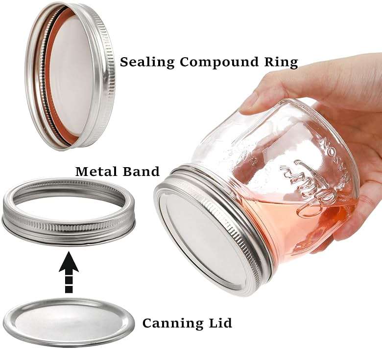 Lyellfe 12 Pack Wide Mouth Mason Jars, 16 Oz Short Glass Canning Jar with Airtight Lids, Food Safe Jam Spice Jar for Honey, Jelly, Wedding Favors, DIY Project, Dishwasher Safe - Image 4