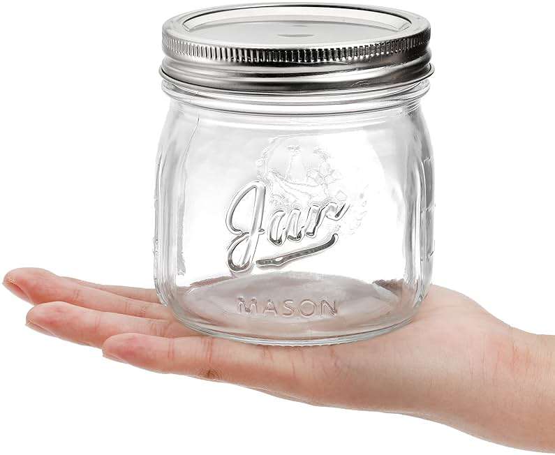Lyellfe 12 Pack Wide Mouth Mason Jars, 16 Oz Short Glass Canning Jar with Airtight Lids, Food Safe Jam Spice Jar for Honey, Jelly, Wedding Favors, DIY Project, Dishwasher Safe - Image 6