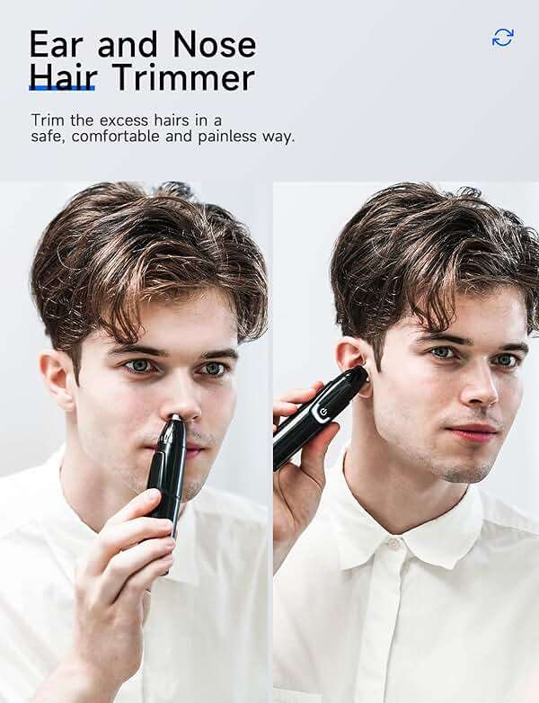 ZORAMI Rechargeable Ear and Nose Hair Trimmer - 2026 Professional Painless Eyebrow & Facial Hair Trimmer for Men Women, Powerful Motor and Dual-Edge Blades for Smoother Cutting Black - Image 3