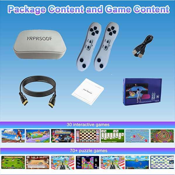YRPRSODF TV Game Console Built in 100+ Gam ES, Video Game Machine with 2.4G Wireless Gamepad Somatosensory Control, USB Plug and Play, Kid & Adult Interactive& Puzzle Games,Grey - Image 7
