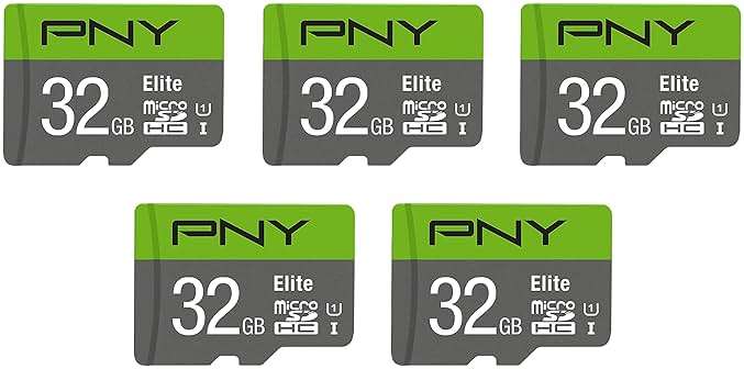 PNY 32GB Elite Class 10 U1 microSDHC Flash Memory Card - 100MB/s, Full HD, UHS-I, Micro SD, 5 Count (Pack of 1) - Image 1