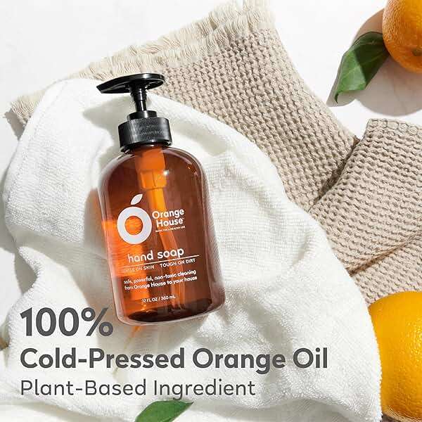 ORANGE HOUSE Natural Liquid Hand Soap, Food-Grade Orange Oil Moisturizing Hand Wash, Plant-Based & Hypoallergenic, Gentle on Skin, Non-Toxic Citrus Scented Soap, 12 Fl Oz (6 Pack) - Image 2