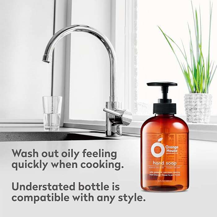 ORANGE HOUSE Natural Liquid Hand Soap, Food-Grade Orange Oil Moisturizing Hand Wash, Plant-Based & Hypoallergenic, Gentle on Skin, Non-Toxic Citrus Scented Soap, 12 Fl Oz (6 Pack) - Image 7