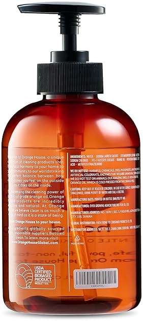 ORANGE HOUSE Natural Liquid Hand Soap, Food-Grade Orange Oil Moisturizing Hand Wash, Plant-Based & Hypoallergenic, Gentle on Skin, Non-Toxic Citrus Scented Soap, 12 Fl Oz (6 Pack) - Image 9