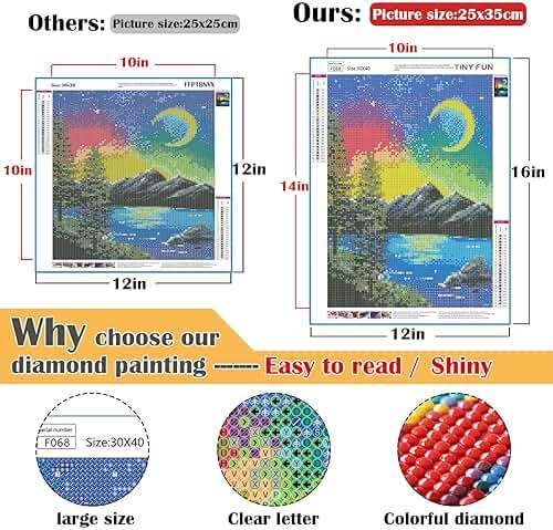 TINY FUN 12 Pack Diamond Painting Kits for Adults 5D Diamond Art Kit Paint by Number for Beginners, DIY Paint with Round Full Drill Diamonds Paintings Gem Art for Home Wall Decor Gift (12X16 Inch - Image 2