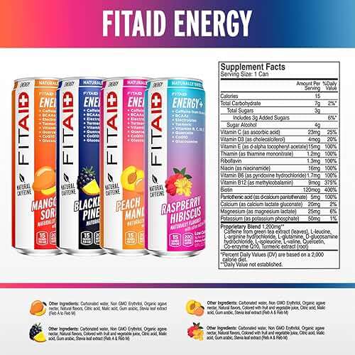 LIFEAID FITAID Energy, 200mg Natural Caffeine, Keto, Variety Pack, Optimum Performance Formula: BCAAs, Quercetin, Electrolytes, Omega-3s, 15 Calories, Paleo, Vegan & Gluten-Free, 12 Fl Oz (Pack of 12) - Image 2