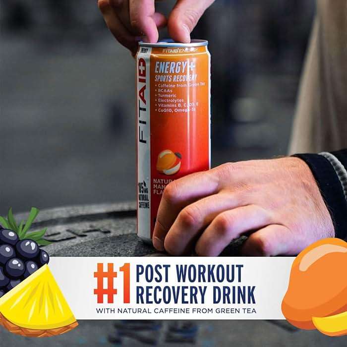 LIFEAID FITAID Energy, 200mg Natural Caffeine, Keto, Variety Pack, Optimum Performance Formula: BCAAs, Quercetin, Electrolytes, Omega-3s, 15 Calories, Paleo, Vegan & Gluten-Free, 12 Fl Oz (Pack of 12) - Image 4