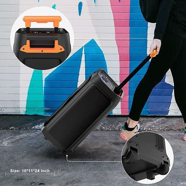 JYX Karaoke Machine with 2 Wireless Microphones, 24" Big Portable Bluetooth Speaker for Adults with RGB Light PA System Treble & Bass 500W, Support TWS/USB/AUX/TF Card/REC, for Home Party Outdoors - Image 6