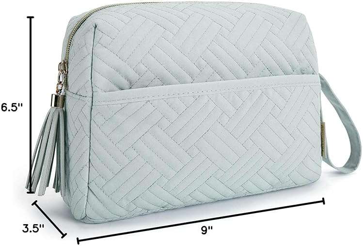 BAGSMART Makeup Bag, Cosmetic Bag for Purse,Travel Make Up Pouch,Water-resistant Toiletry Bag Elegant Roomy, Makeup Accessories Organizer, Light Blue - Image 3