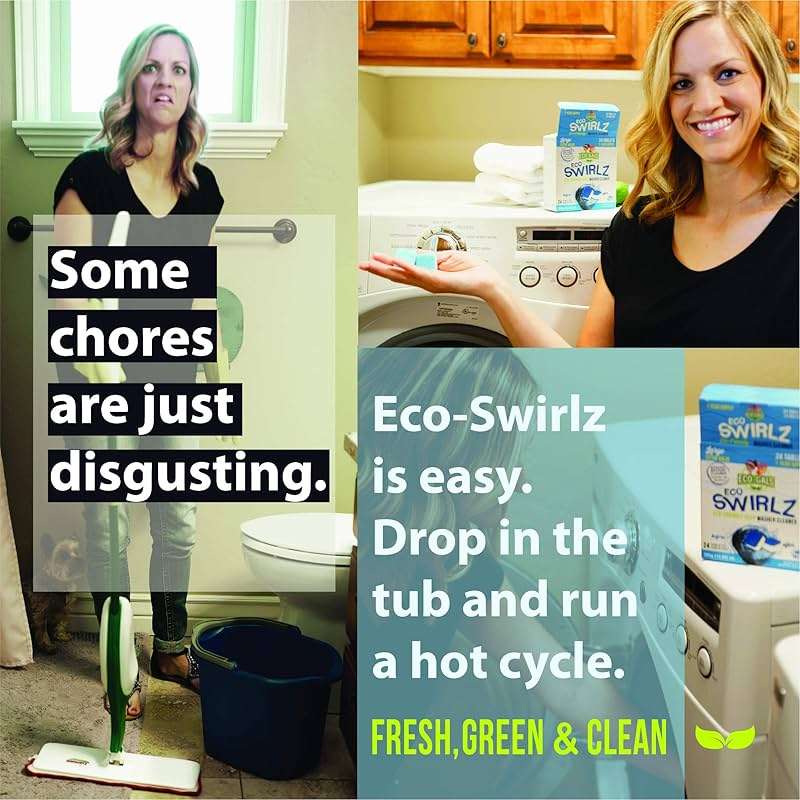Eco-Gals Eco Swirlz Washing Machine Cleaner with Bonus Eco Scrubz Dishwasher Cleaner Add On 36 Count Deep Cleaning Tablets - Image 5