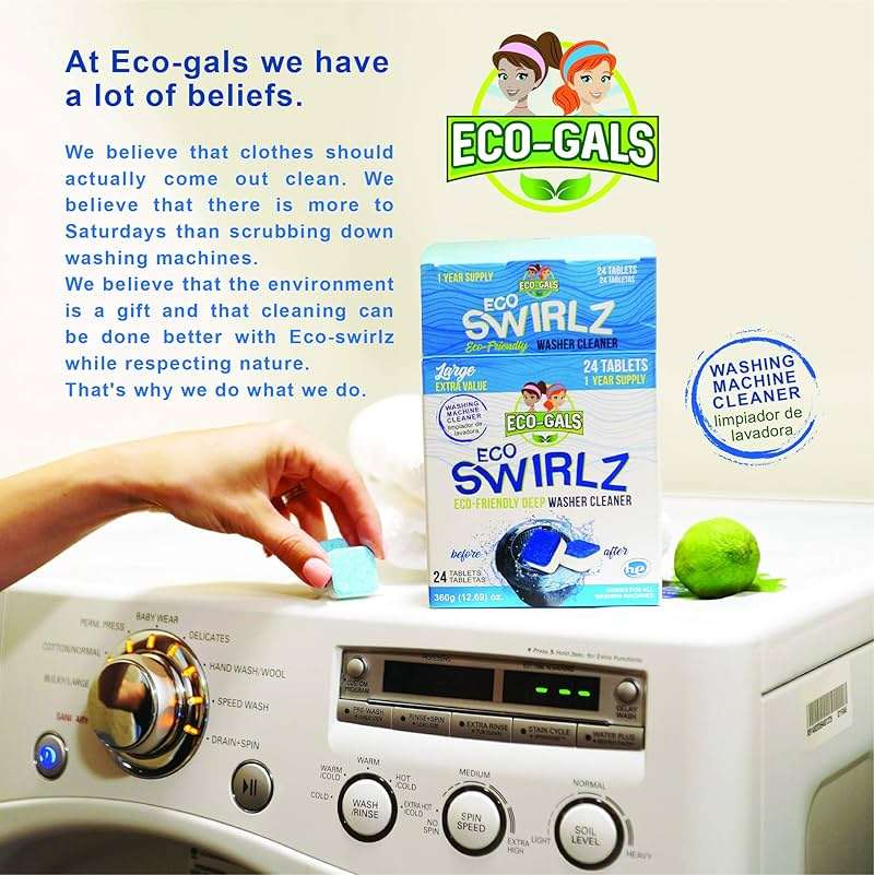 Eco-Gals Eco Swirlz Washing Machine Cleaner with Bonus Eco Scrubz Dishwasher Cleaner Add On 36 Count Deep Cleaning Tablets - Image 6