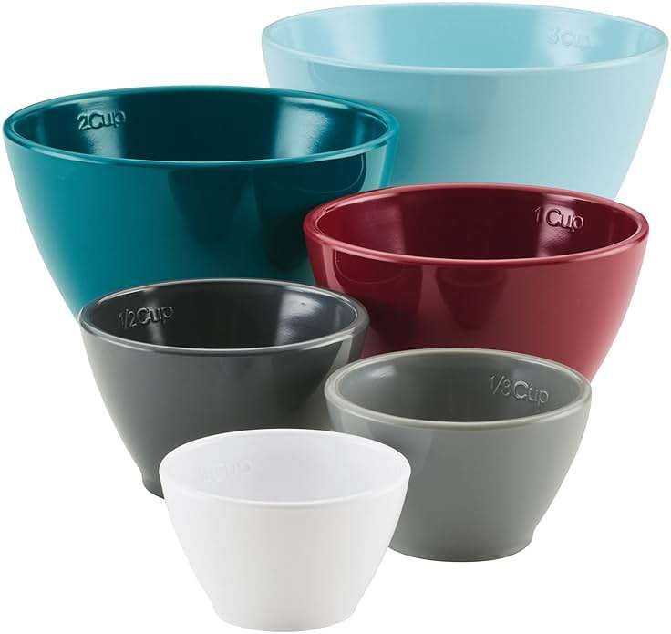 Rachael Ray Tools and Gadgets Nesting/Stackable Measuring Cups Set, 6 Piece - Assorted Colors - Image 1