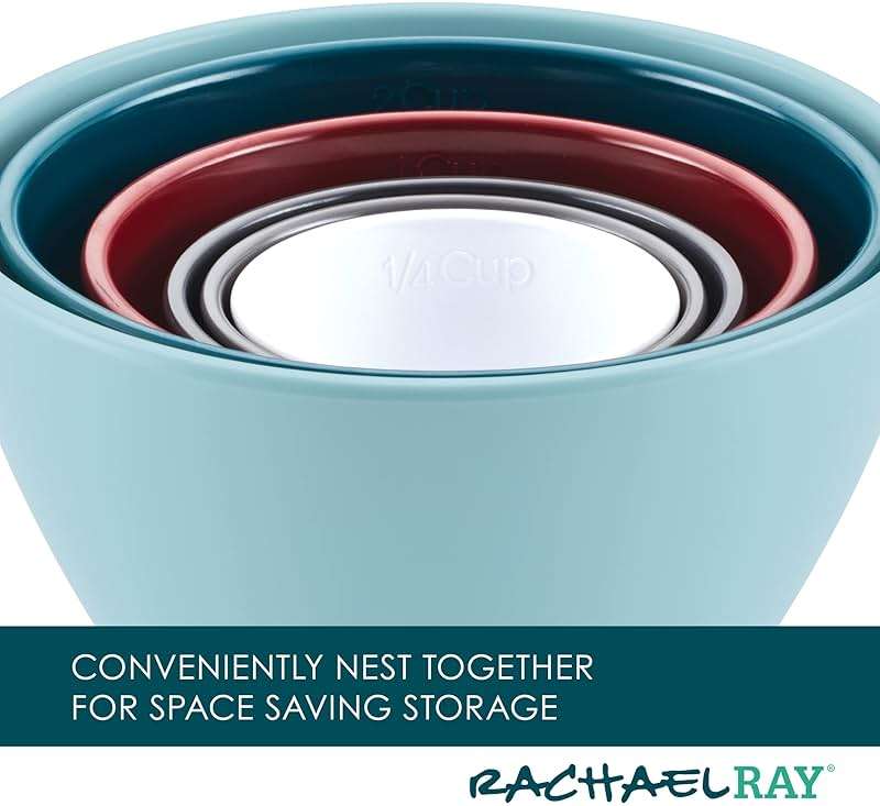 Rachael Ray Tools and Gadgets Nesting/Stackable Measuring Cups Set, 6 Piece - Assorted Colors - Image 4