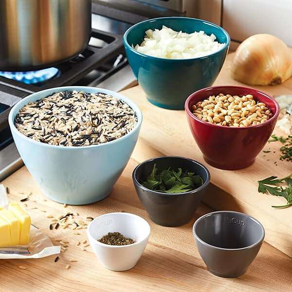 Rachael Ray Tools and Gadgets Nesting/Stackable Measuring Cups Set, 6 Piece - Assorted Colors - Image 7