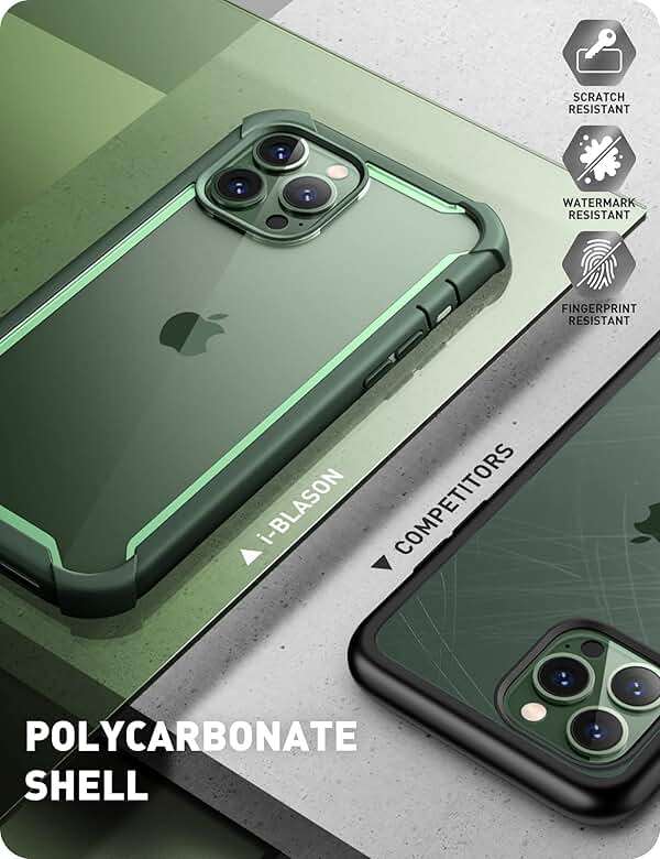 i-Blason Ares for iPhone 13 Pro Max Case 6.7 inch [Built-in Screen Protector] [Military-Grade Protection] Clear Full-Body Shockproof Rugged Bumper Phone Case for iPhone 13 Pro Max (Alpine Green) - Image 5