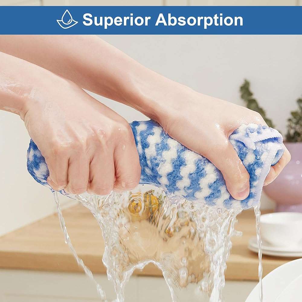 JOYMOOP 18 Pack Microfiber Cleaning Cloth, Kitchen Towels for Dish Drying Washing, Absorbent Streak Free Lint Free Rags for Cleaning, Reusable and Washable Towels - 10" x 10" - Image 4