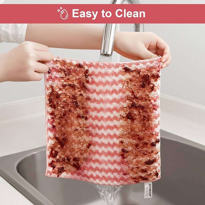 JOYMOOP 18 Pack Microfiber Cleaning Cloth, Kitchen Towels for Dish Drying Washing, Absorbent Streak Free Lint Free Rags for Cleaning, Reusable and Washable Towels - 10" x 10" - Image 6