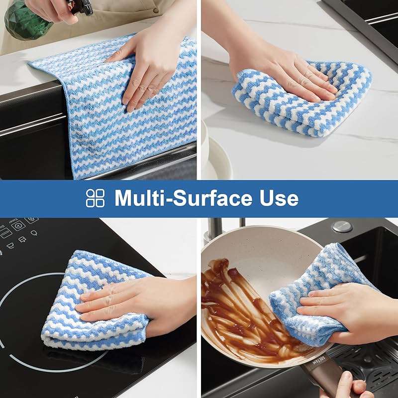 JOYMOOP 18 Pack Microfiber Cleaning Cloth, Kitchen Towels for Dish Drying Washing, Absorbent Streak Free Lint Free Rags for Cleaning, Reusable and Washable Towels - 10" x 10" - Image 7