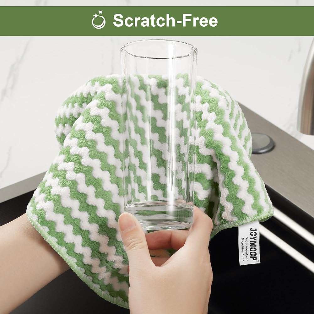 JOYMOOP 18 Pack Microfiber Cleaning Cloth, Kitchen Towels for Dish Drying Washing, Absorbent Streak Free Lint Free Rags for Cleaning, Reusable and Washable Towels - 10" x 10" - Image 8