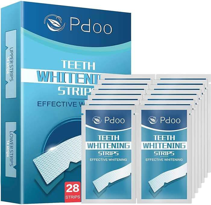 Teeth Whitening Strip 14 Treatments - Whitening Strips for Sensitive People, Fast Remove Smoking, Coffee, Wine Stains, Teeth Brightening Kit Pack of 28 Non-Slip Strips - Image 1