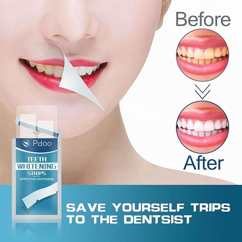 Teeth Whitening Strip 14 Treatments - Whitening Strips for Sensitive People, Fast Remove Smoking, Coffee, Wine Stains, Teeth Brightening Kit Pack of 28 Non-Slip Strips - Image 4