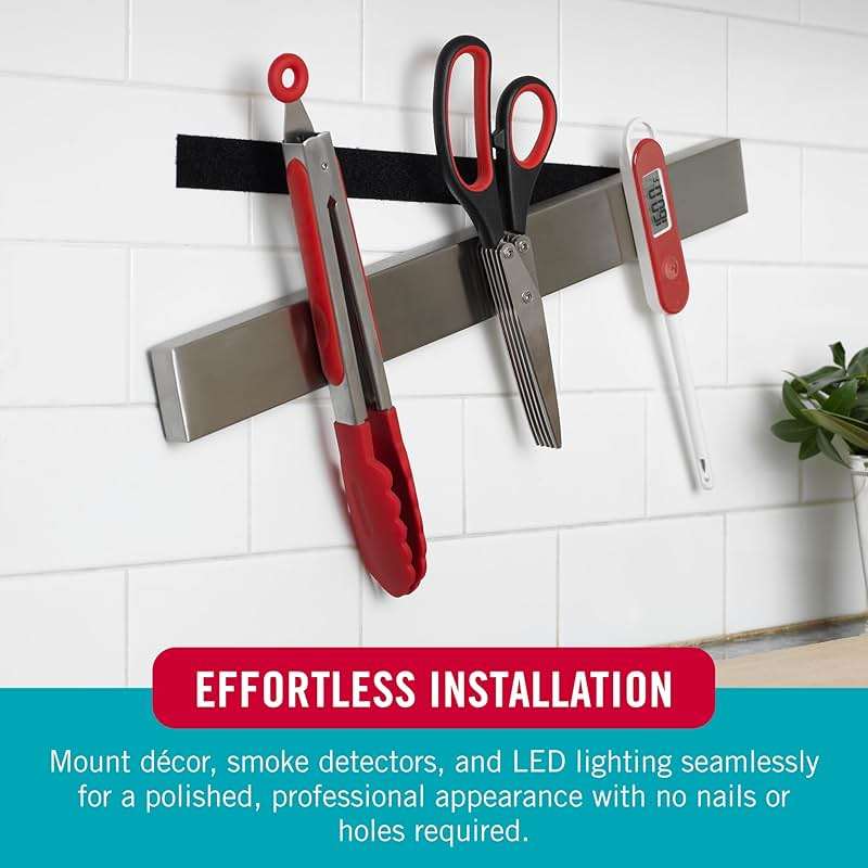 VELCRO Brand Kitchen and Bath Mounting Tape. Moisture Resistant for Installing Shower Accessories and Bathroom Decor. 12ft Heavy Duty Roll Holds 10 pounds. Easy Peel and Stick Application, Black - Image 5