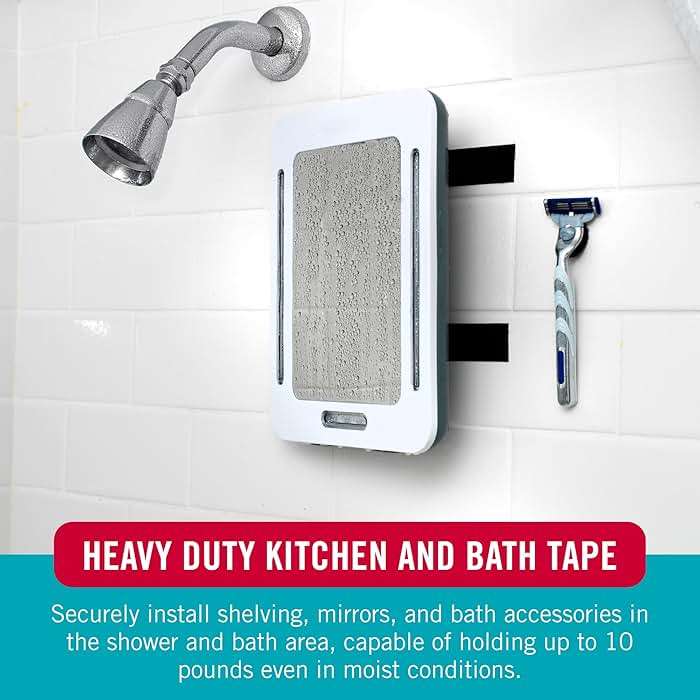 VELCRO Brand Kitchen and Bath Mounting Tape. Moisture Resistant for Installing Shower Accessories and Bathroom Decor. 12ft Heavy Duty Roll Holds 10 pounds. Easy Peel and Stick Application, Black - Image 6