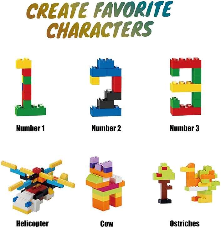 HUIZDQ 1500 Pieces Building Bricks, Classic Bulk Small Blocks, Classic Bricks Set Basic Building Blocks Compatible with All Major Brands - Image 8