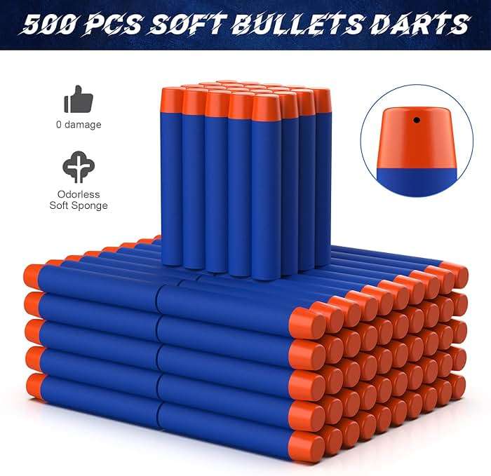 Tudaymol Nerf Bullets 500 Official Dart for Nerf N-Elite Series Refill Darts Foam Bullets Ammo Packs - Compatible with All Elite Blaster - Image 3