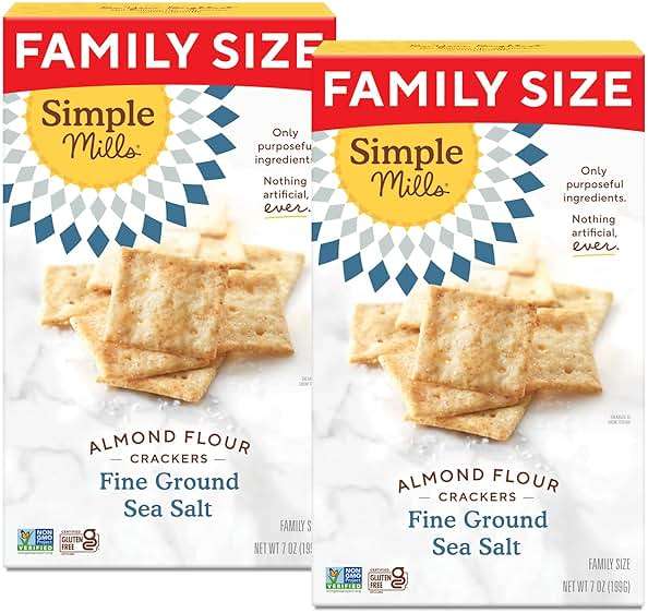 Simple Mills Almond Flour Crackers, Family Size, Fine Ground Sea Salt - Gluten Free, Vegan, Healthy Snacks, 7 Ounce (Pack of 2) - Image 1