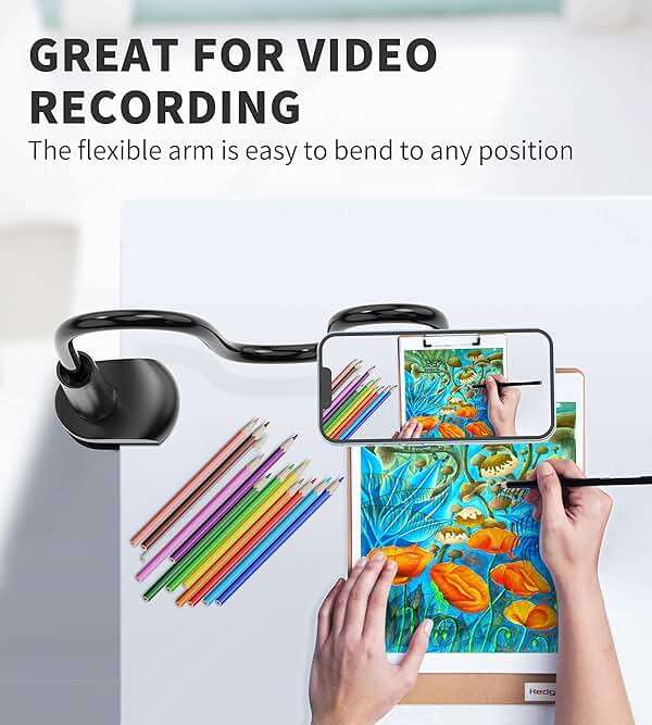 Magnetic Gooseneck Phone Holder Mount for iPhone 17/16/15/14/13/12 - Magnetic Stand Tabletop Clamp 360°Rotation Adjustable for Office/Home Compatible with iPhone 17 16 15 14 13 12 Mini Plus Pro Max - Image 8