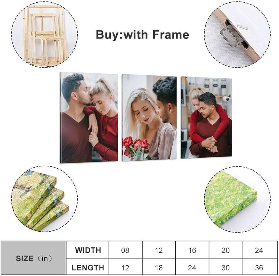 3 Panel Hanging Wall Art Set, Custom Canvas Prints with Your Photos, Personalized Art, Print Pictures Photos on Canvas, Gifts for Family, Wedding, Friends, Home Decoration - Image 2