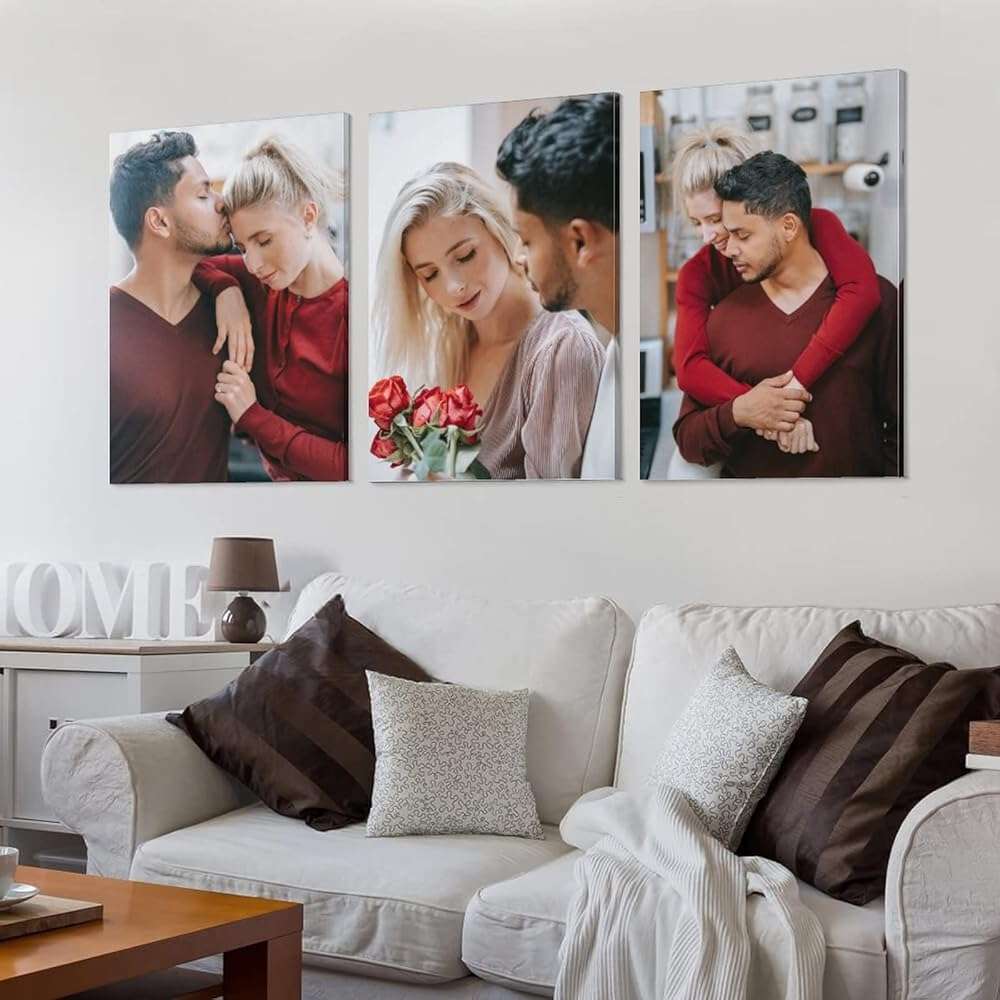 3 Panel Hanging Wall Art Set, Custom Canvas Prints with Your Photos, Personalized Art, Print Pictures Photos on Canvas, Gifts for Family, Wedding, Friends, Home Decoration - Image 3