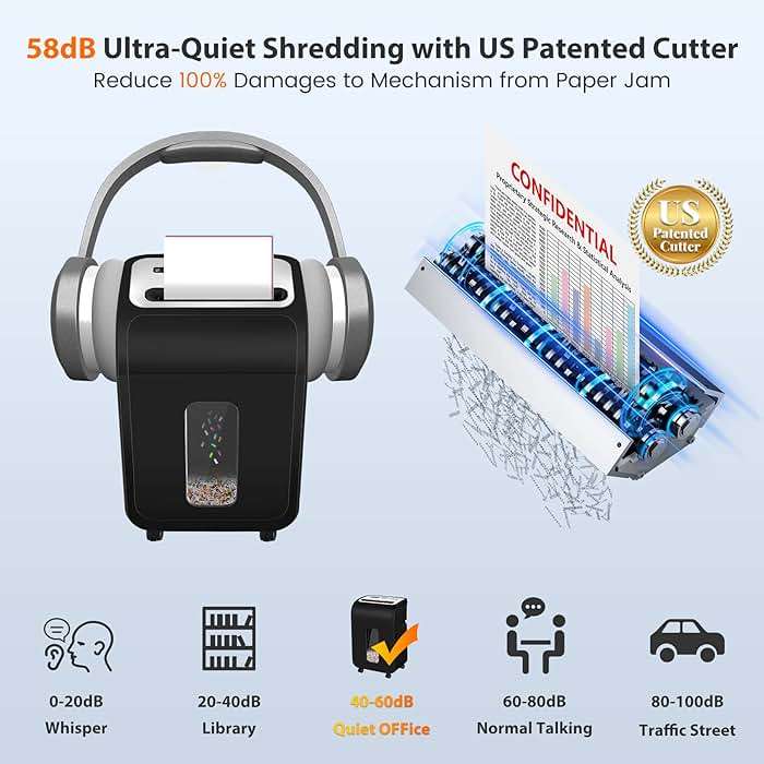 VidaTeco 14-Sheet Micro Cut Paper Shredder for Home Office Heavy Duty, 60-Min Runtime, Jam Proof with US Patented Cutter, Quiet Shredder for CD/Credit Card/Staples/Clips, 5.3-Gallon Pullout Bin, ETL - Image 4