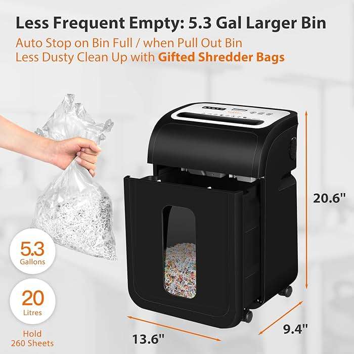 VidaTeco 14-Sheet Micro Cut Paper Shredder for Home Office Heavy Duty, 60-Min Runtime, Jam Proof with US Patented Cutter, Quiet Shredder for CD/Credit Card/Staples/Clips, 5.3-Gallon Pullout Bin, ETL - Image 6