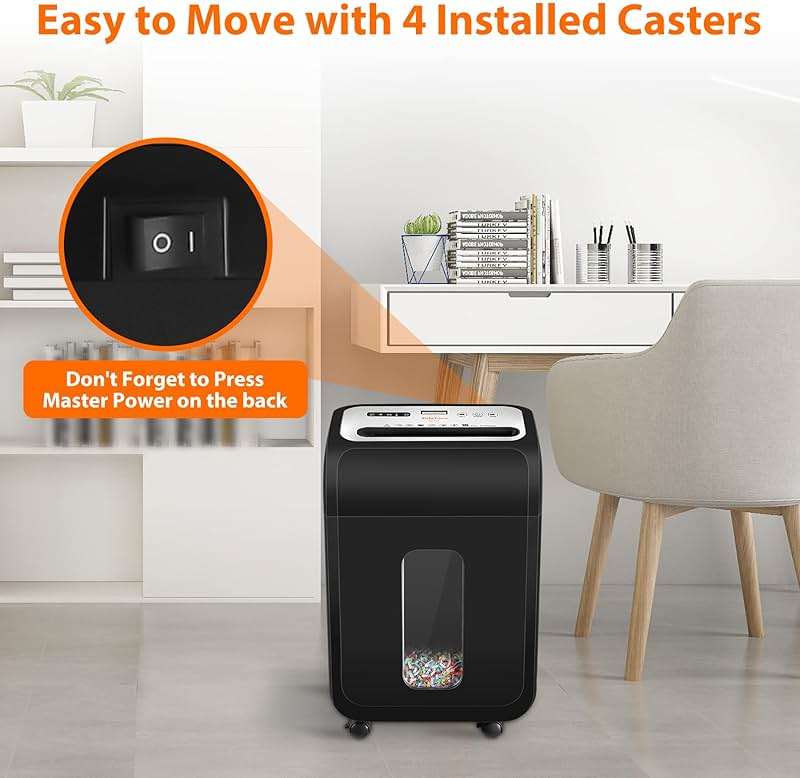 VidaTeco 14-Sheet Micro Cut Paper Shredder for Home Office Heavy Duty, 60-Min Runtime, Jam Proof with US Patented Cutter, Quiet Shredder for CD/Credit Card/Staples/Clips, 5.3-Gallon Pullout Bin, ETL - Image 8