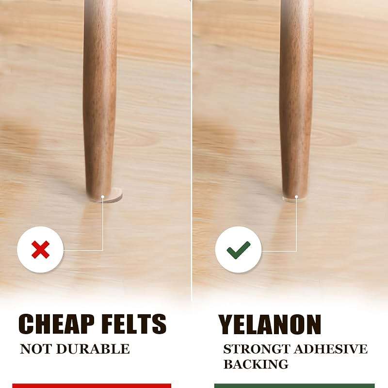 Yelanon Felt Furniture Pads for Hardwood Floors -216 Pcs Premium Felt Pads for Chair Legs, Floor Protectors for Furniture, Beige & Brown - Image 4