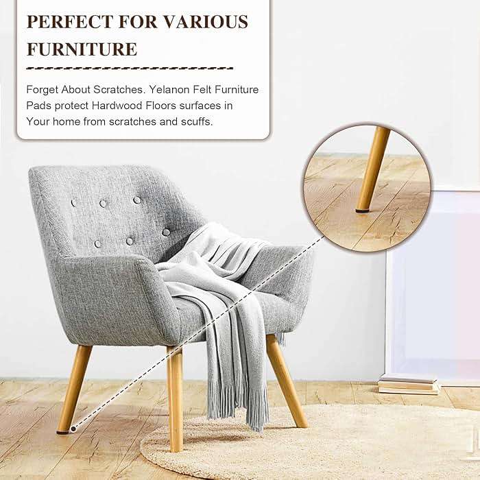 Yelanon Felt Furniture Pads for Hardwood Floors -216 Pcs Premium Felt Pads for Chair Legs, Floor Protectors for Furniture, Beige & Brown - Image 7