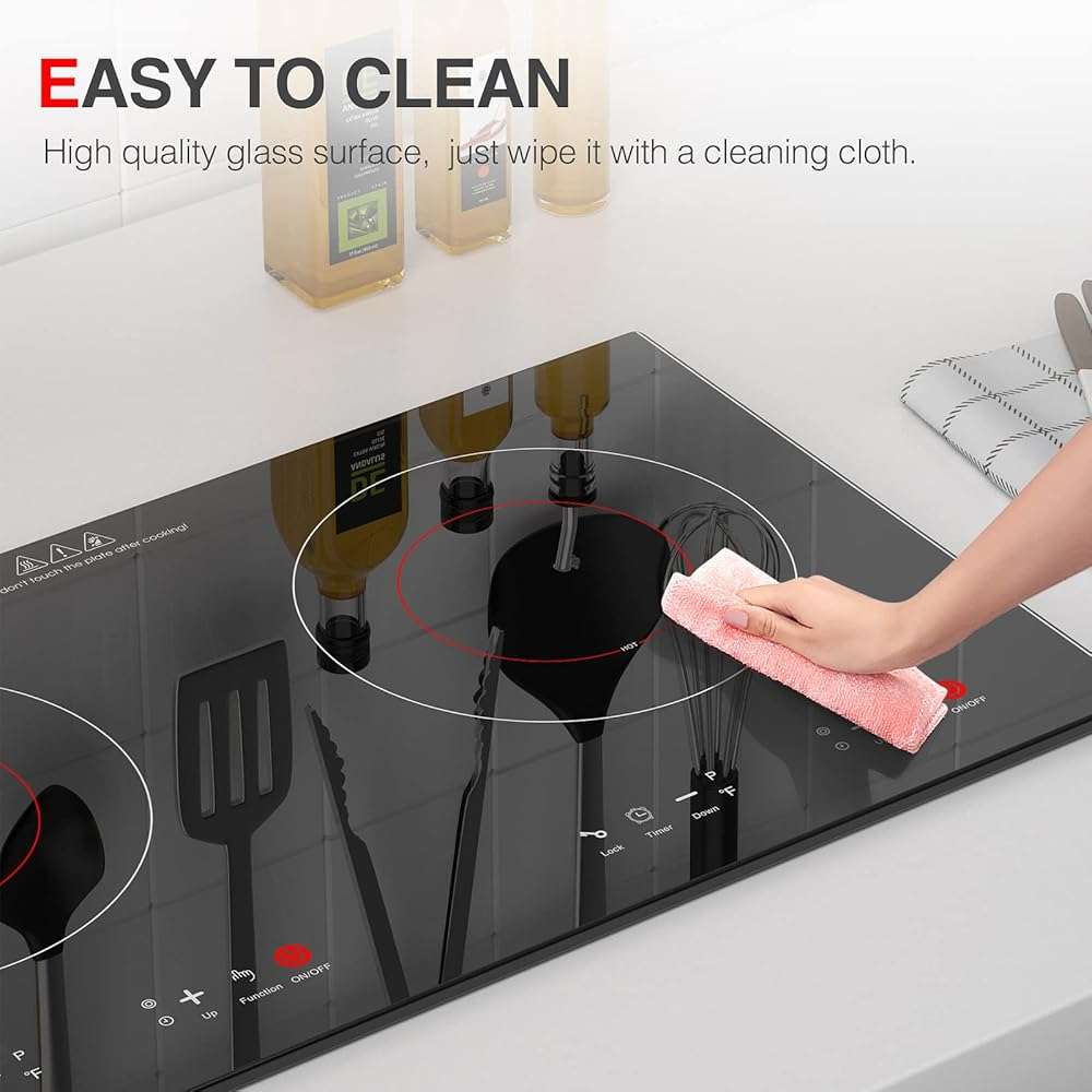 GTKZW 3000w Electric Cooktop, 24" Electric Stove 2 Burner Hot Plate Built-in Double Burner Cooktop with LED Touch Screen,9 Heating 9 Temperature,Kids Lock & Timer,Suitable for all Pans - Image 6