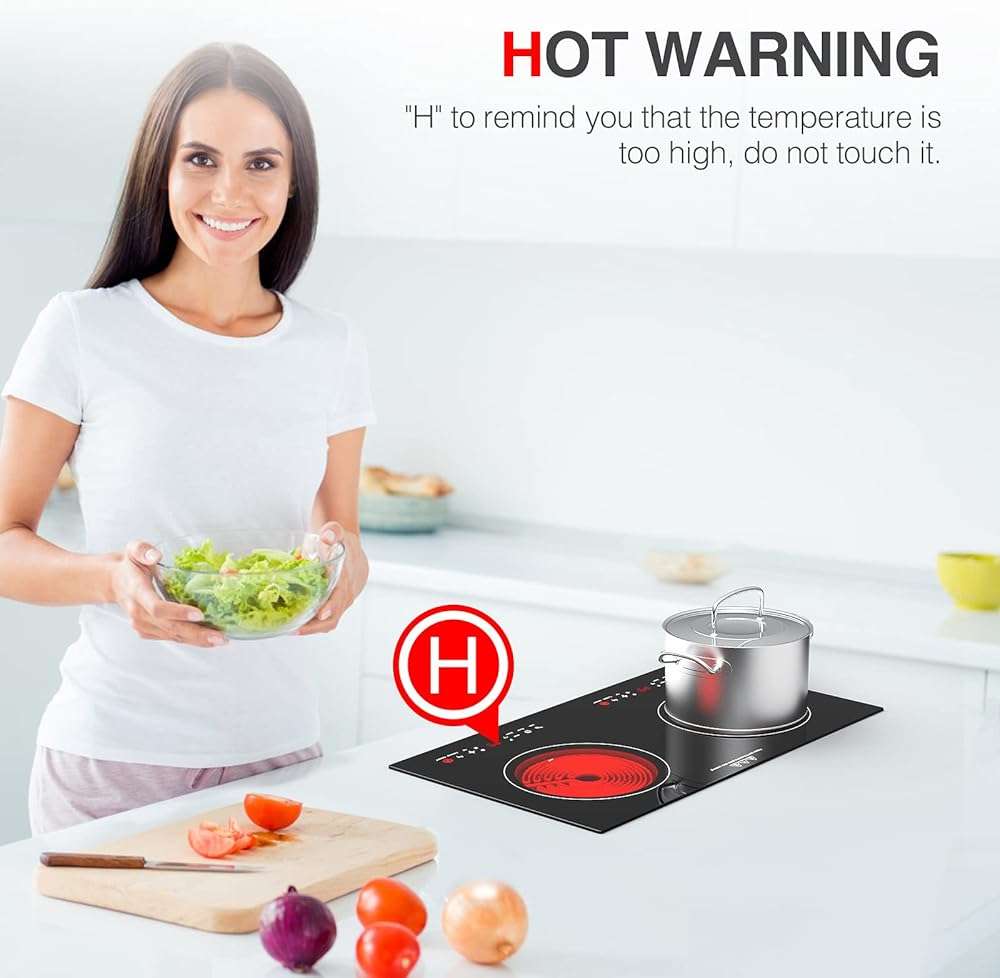 GTKZW 3000w Electric Cooktop, 24" Electric Stove 2 Burner Hot Plate Built-in Double Burner Cooktop with LED Touch Screen,9 Heating 9 Temperature,Kids Lock & Timer,Suitable for all Pans - Image 9
