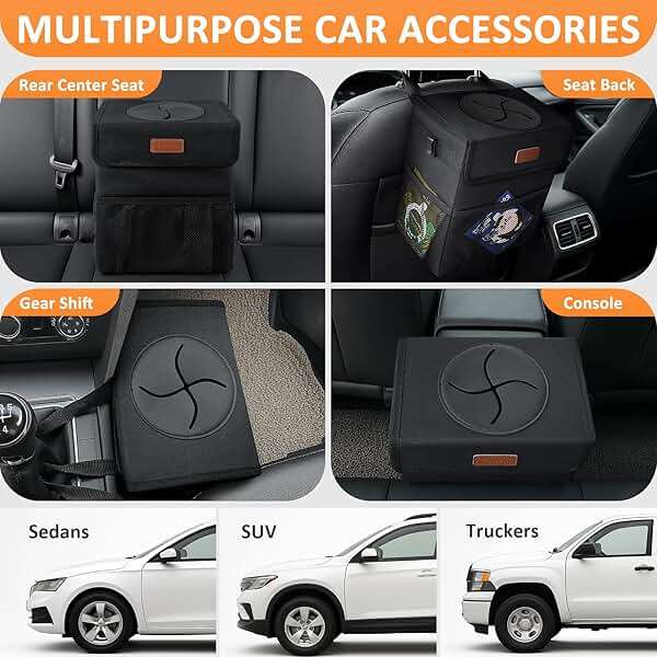 Vankor Car Trash Can Bin with Lid Hanging for Back Seat, Car Accessories for Women Men Leak Proof Automotive Garbage Cans Leakproof Vehicle Trash Can for Truck SUV Black - Image 5